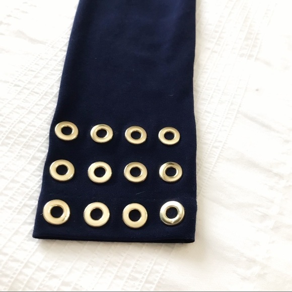 MICHAEL MICHAEL KORS NAVY MIDI GOLD METAL DRESS - XXS - Picture 9 of 10